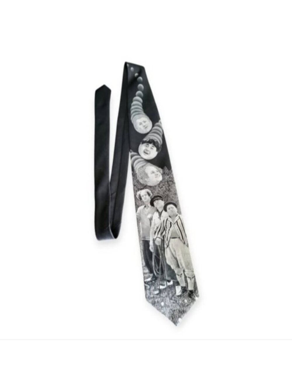 Three Stooges Golfing Neck Tie Vintage 90's Black White Ralph Marlin